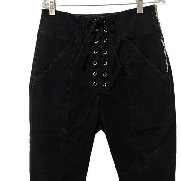 A.L.C. High Waist Crop Ankle Small NWT !! Lace Up Fly Black Pant Sz 4 - Picture 2 of 14